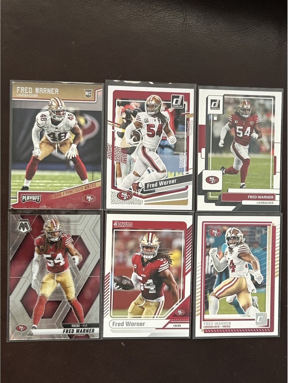 2018 NFL ALL PRO NINERS LB FRED WARNER RC PANINI PLAYOFF NEAR MINT + 6 CARD LOT